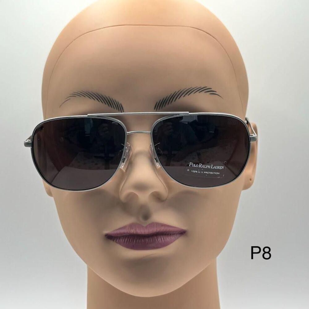 NEW Men's Ralph Lauren Double Bar Sunglasses Polo 3059 Matte Silver 60/15 Italy